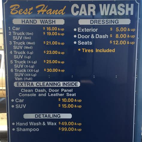 Hand Car Wash Prices